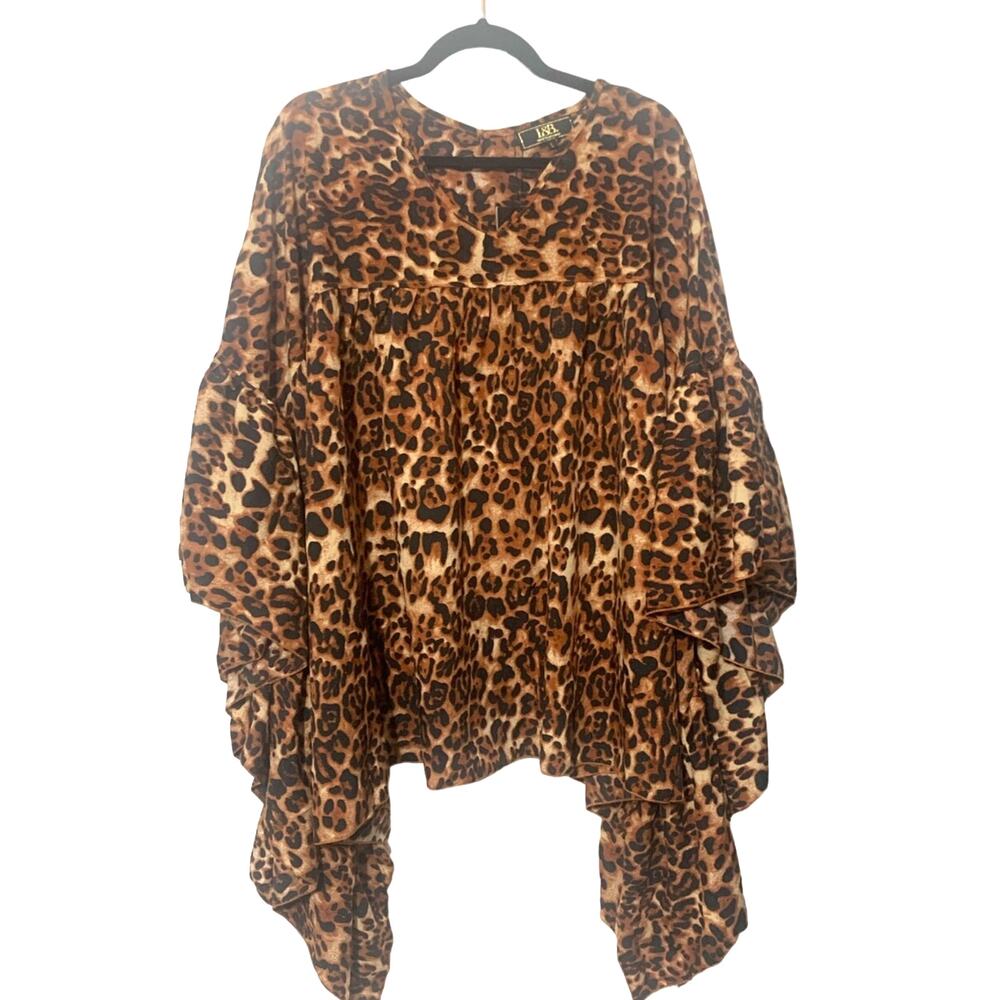 Lucky & Blessed Leopard  Kimono Tunic Poncho Top Blouse szs‎ LG NWT